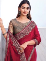 Deep Pink Chiffon Silk Saree